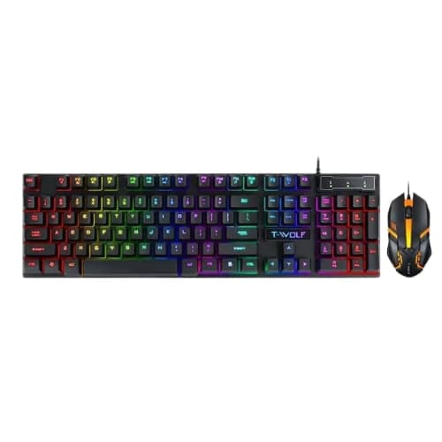 T-WOLF TF200 Black Wired Gaming Keyboard Mouse Combo
