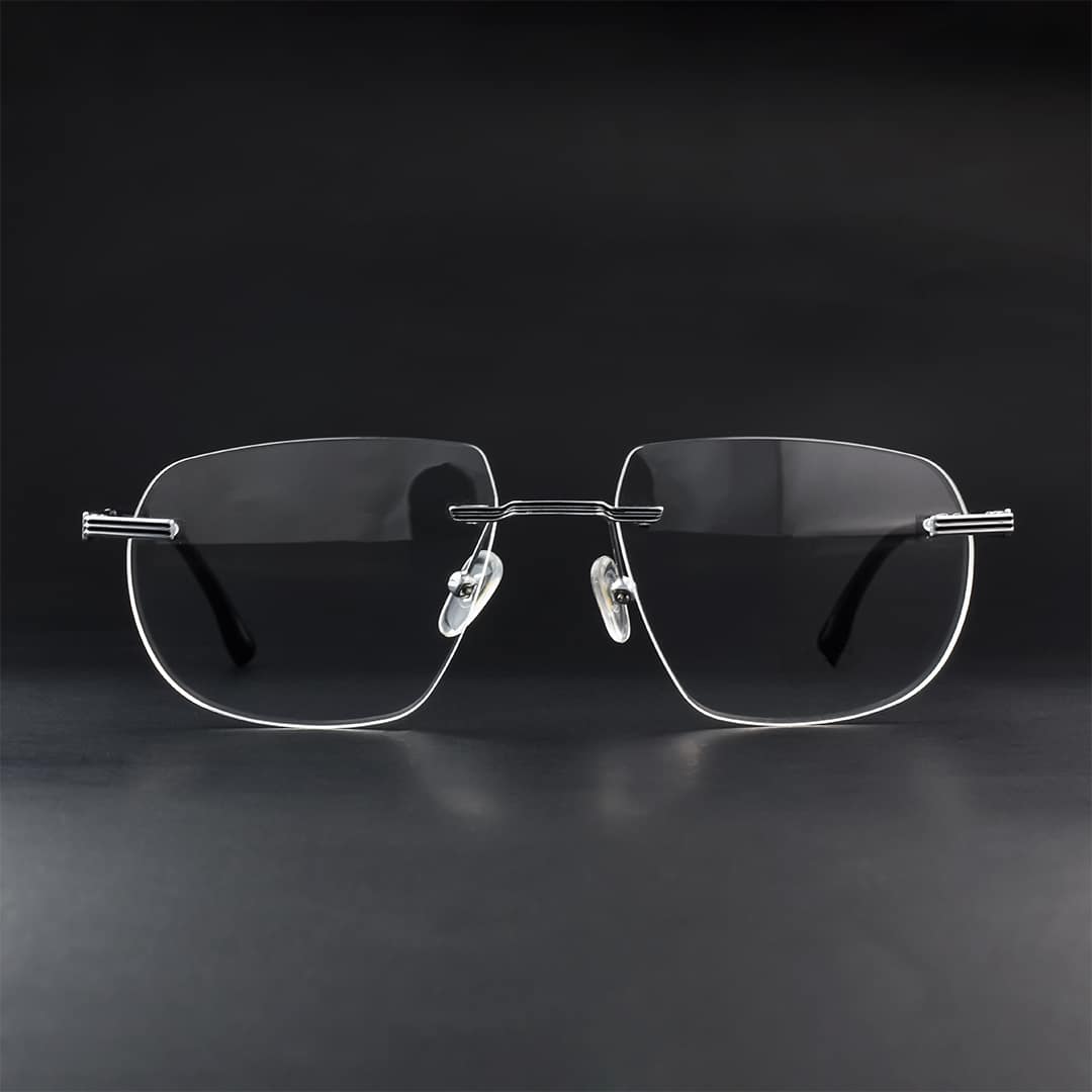 Stylish Silver Black Rimless Eyeglasses 10768J COL.06