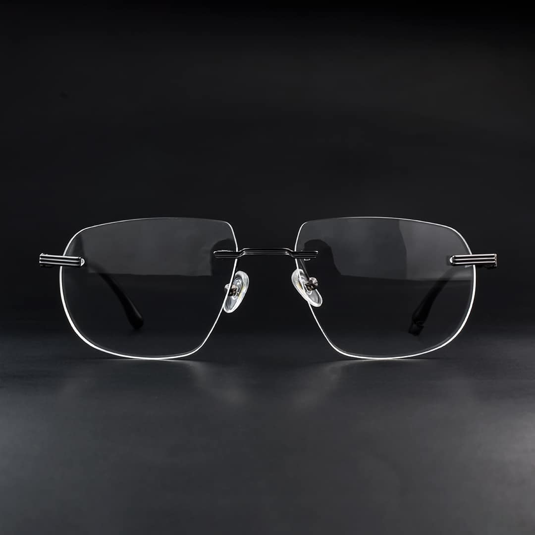Stylish Gun-Metal Black Rimless Eyeglasses 10768J COL.03