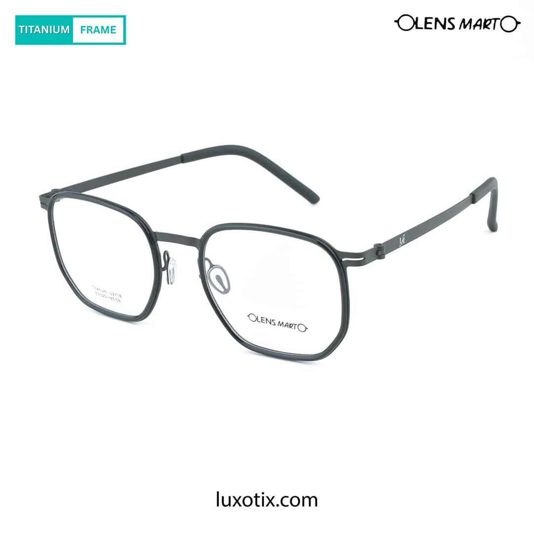 Lens Mart Titanium ULTRALIGHT Black Eyeglasses U2718 C6