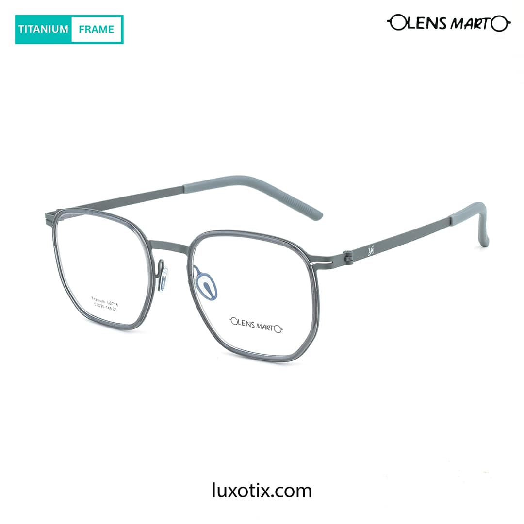 Lens Mart Titanium ULTRALIGHT Dark Ash Eyeglasses U2718 C1