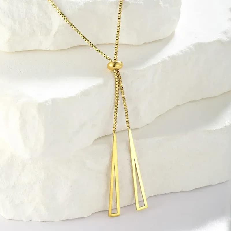 Lariat Tie Twin Drop Necklace