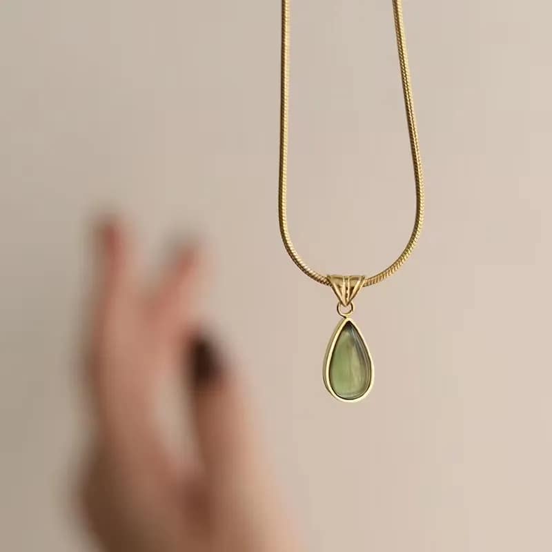 Peridot Drop Pendant Necklace