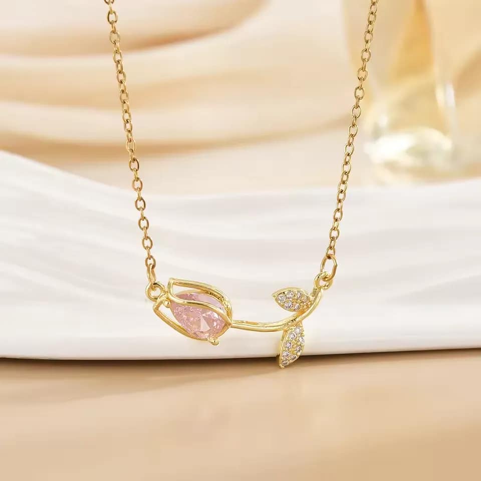 Blushing Tulip Pendant Necklace