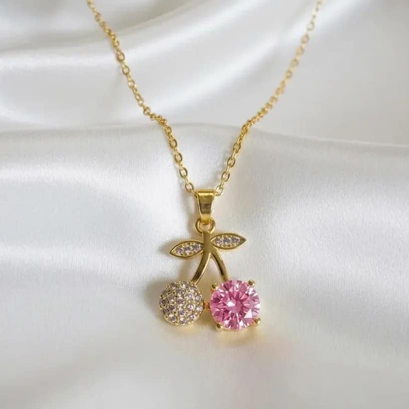 Pink Cherry Blossom Pendant Necklace