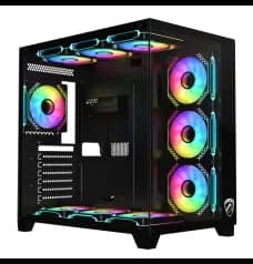 PC Power ICEBERG V3 Mid Tower ARGB 10 Fan Gaming Casing (Black)