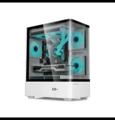 Value-top NUBIA 20F5W-MI Micro ATX Full White Gaming Casing with 5 Infinite Mirror ARGB Fan