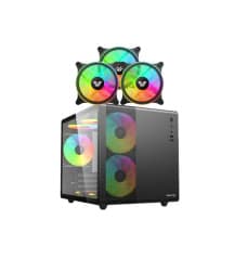 Value Top V300 ATX Black Casing with CR10-1298 ARGB 3 In 1 ARGB Case Fan