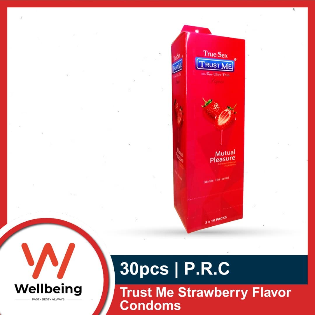 Trust Me Strawberry Flavor Condoms - Full Box - 3x10=30pcs
