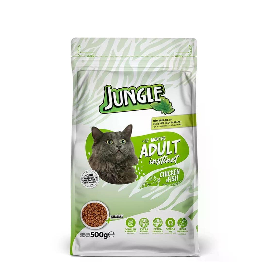Jungle Adult Dry Cat Food Chicken & Fish 500gm