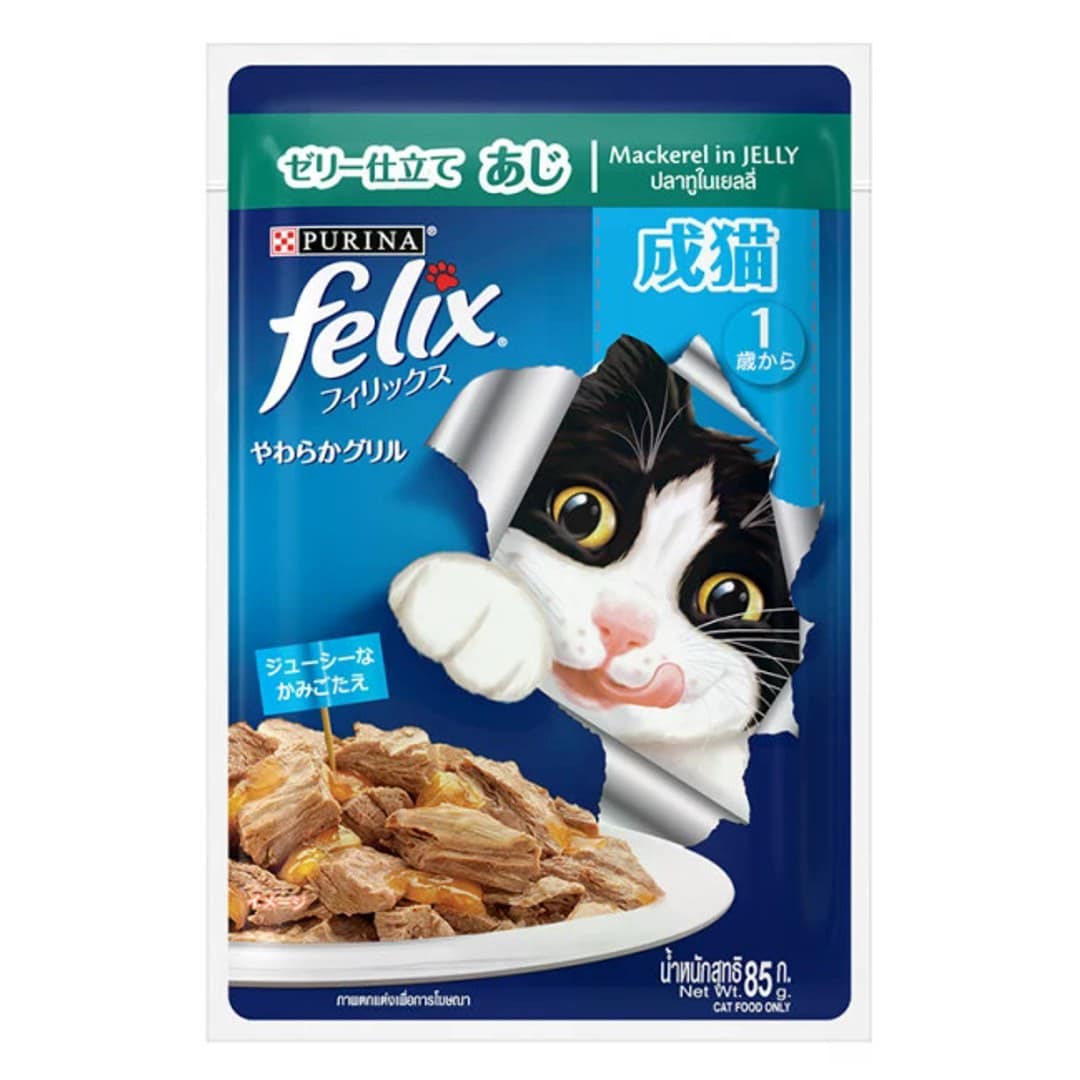 Purina Felix Adult Mackerel In Jelly Cat Food 85gm