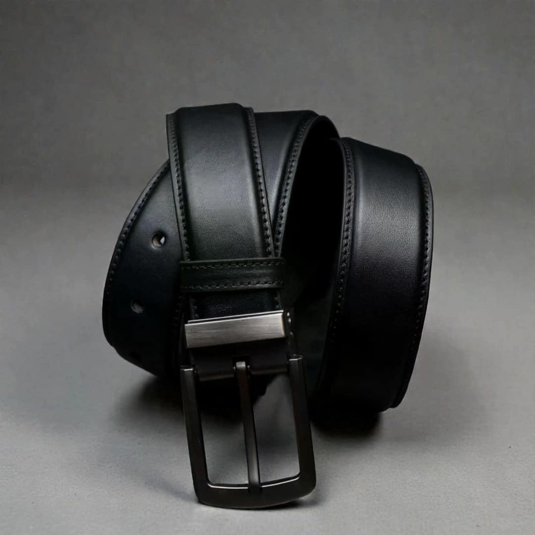 Zays Handcrafted Genuine Leather Belt for Men – Premium Quality, Adjustable, Stylish & Durable (BS103-BC103-Black)