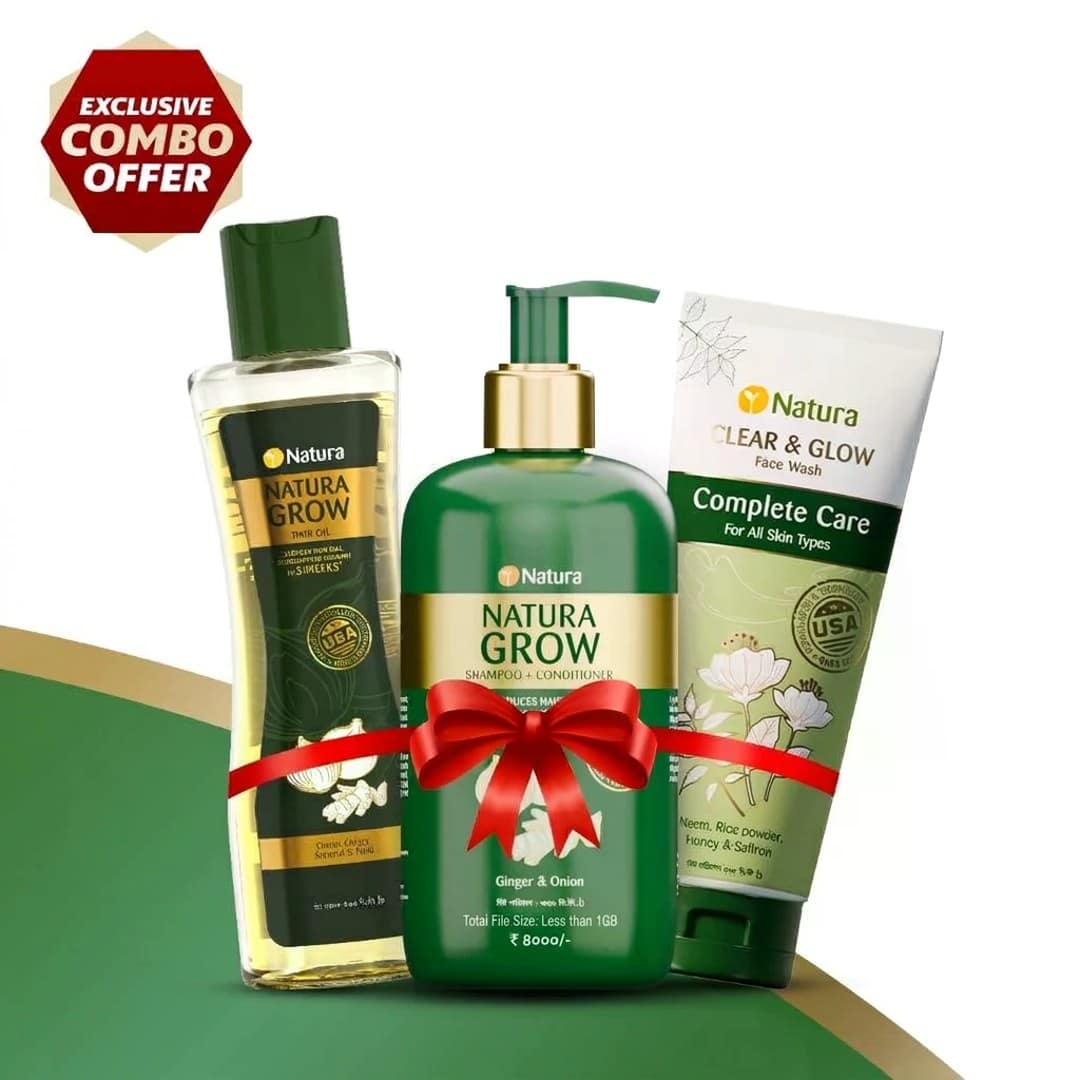 Hair Growth & Care Combo - Grow Shampoo 330ml, Complete Care face wash 100ml & Grow Hair Oil 200ml