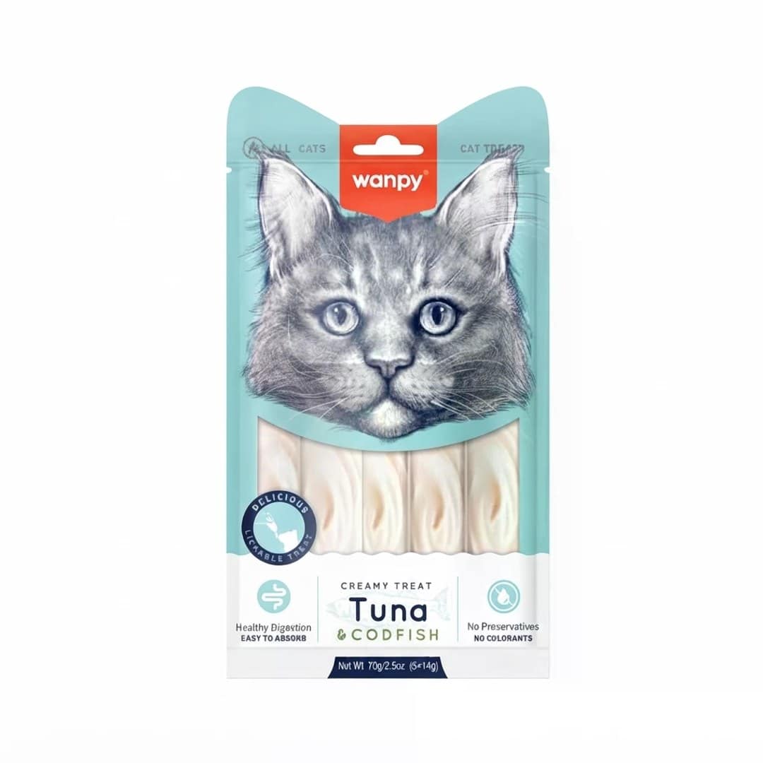 Wanpy Creamy Cat Treat Tuna & Cod Fish 70gm
