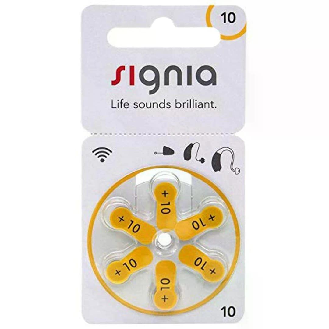 Signina Hearing Aid Battery Size 10, 6 Batteries Pack