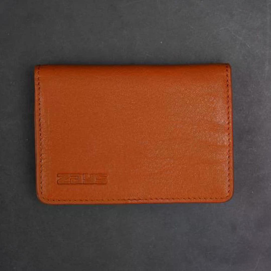 Zays Premium Leather Magnetic Card Holder - Slim and Eco-Friendly Mini Wallet for Unisex - Handmade Secure Compact and Stylish Design (ZCW110 - Brown - II)