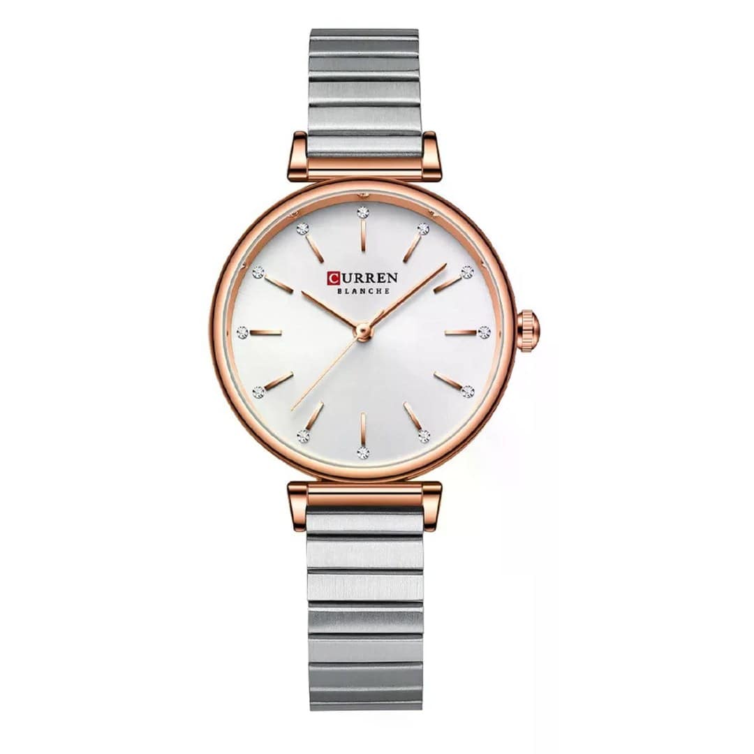 Curren Stainless Steel Analog Women’s Watch (9081)-Silver Rose Gold