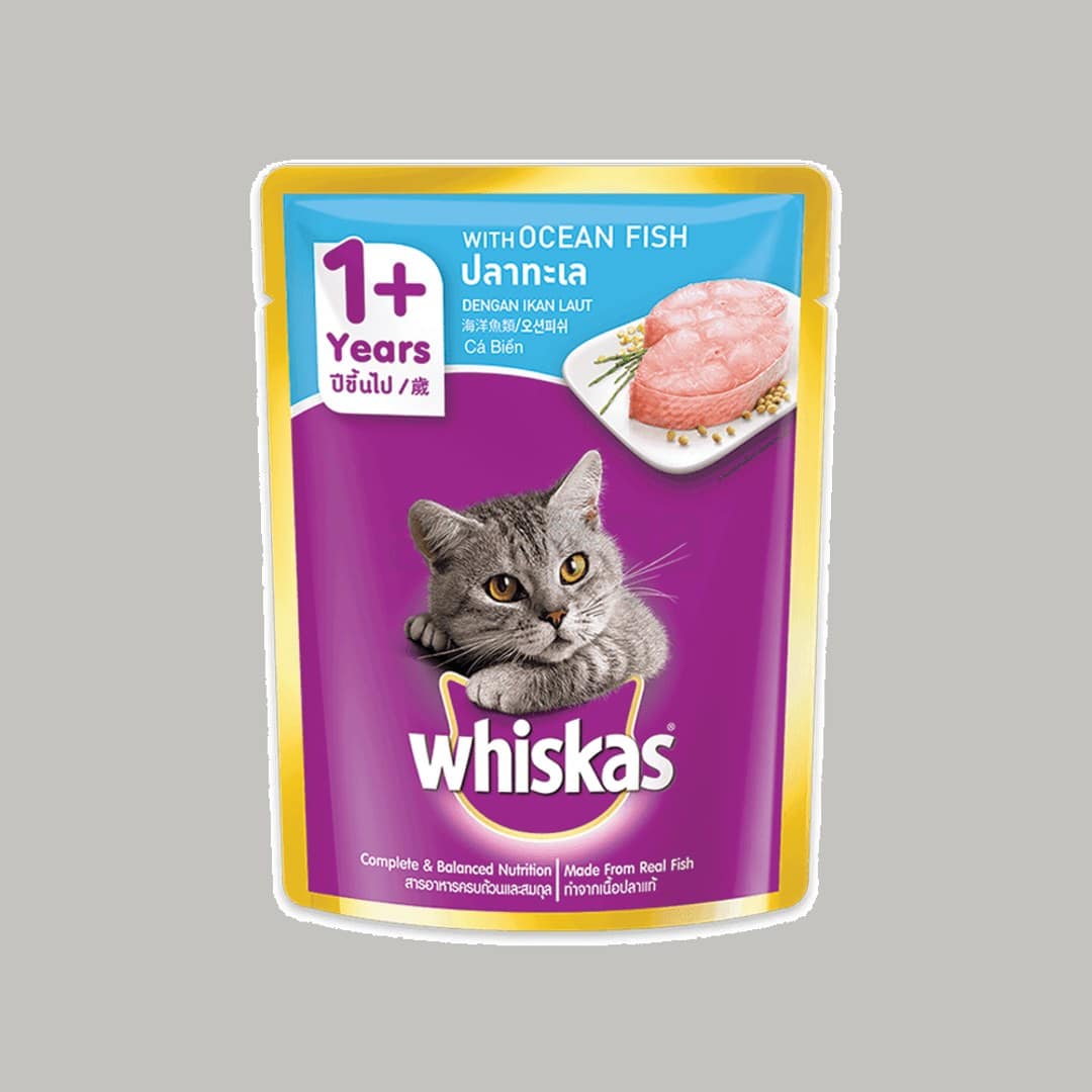 Whiskas Adult Pouch Cat Food Ocean Fish Flavor 80g