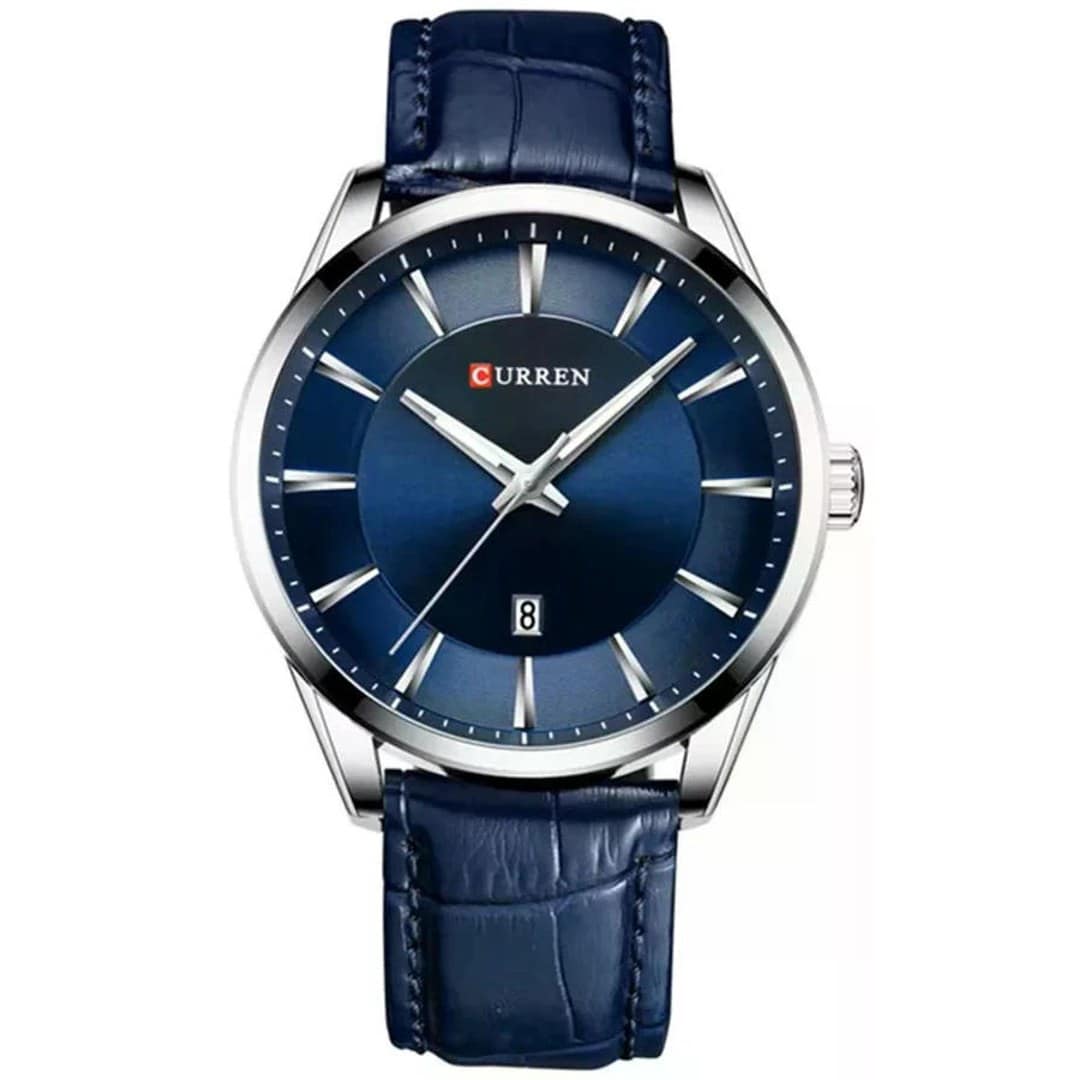 Curren 8365 Quartz Leather Belt Watch For Men - Blue