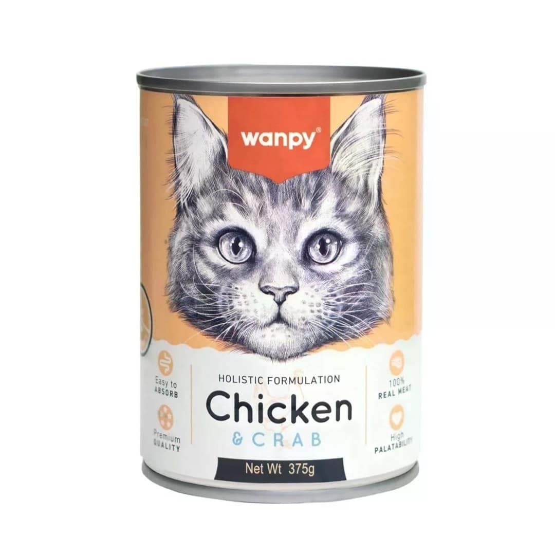 Wanpy Cat Food Can Chicken Crab Flv 375gm