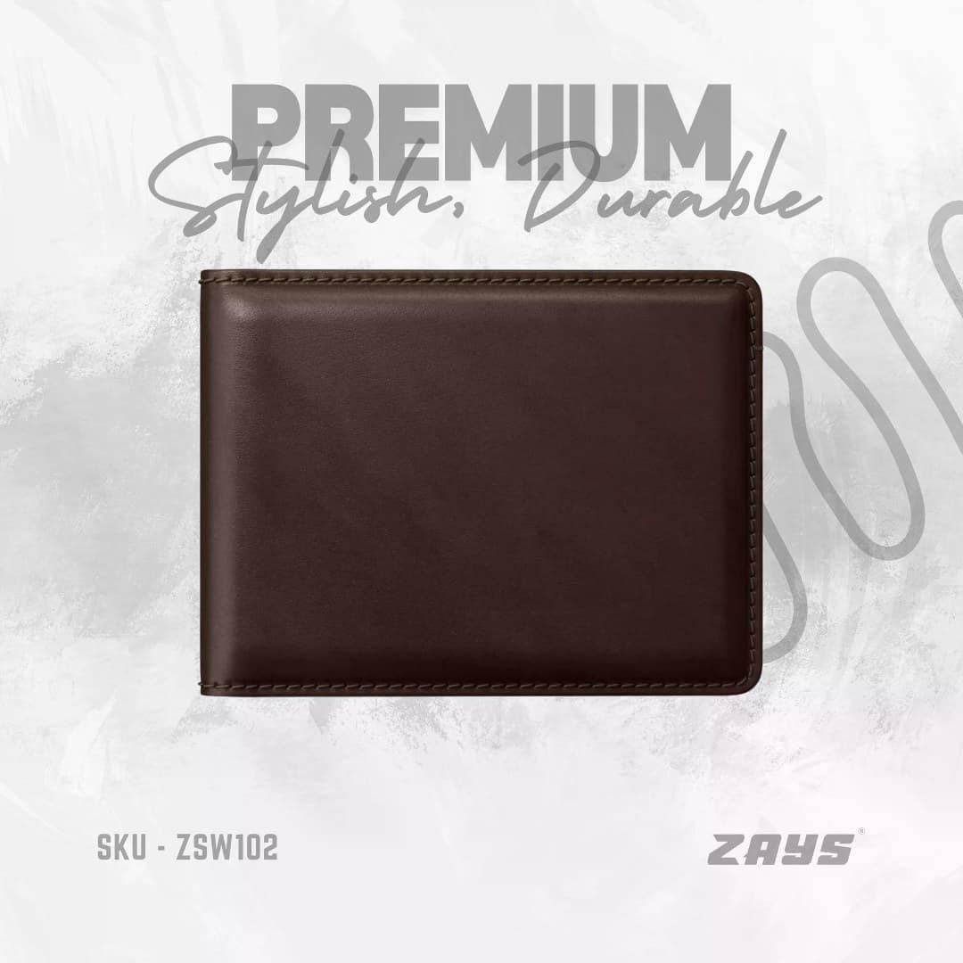 Zays Handcrafted Premium Leather Bifold Short Wallet ZSW102-Chocolate