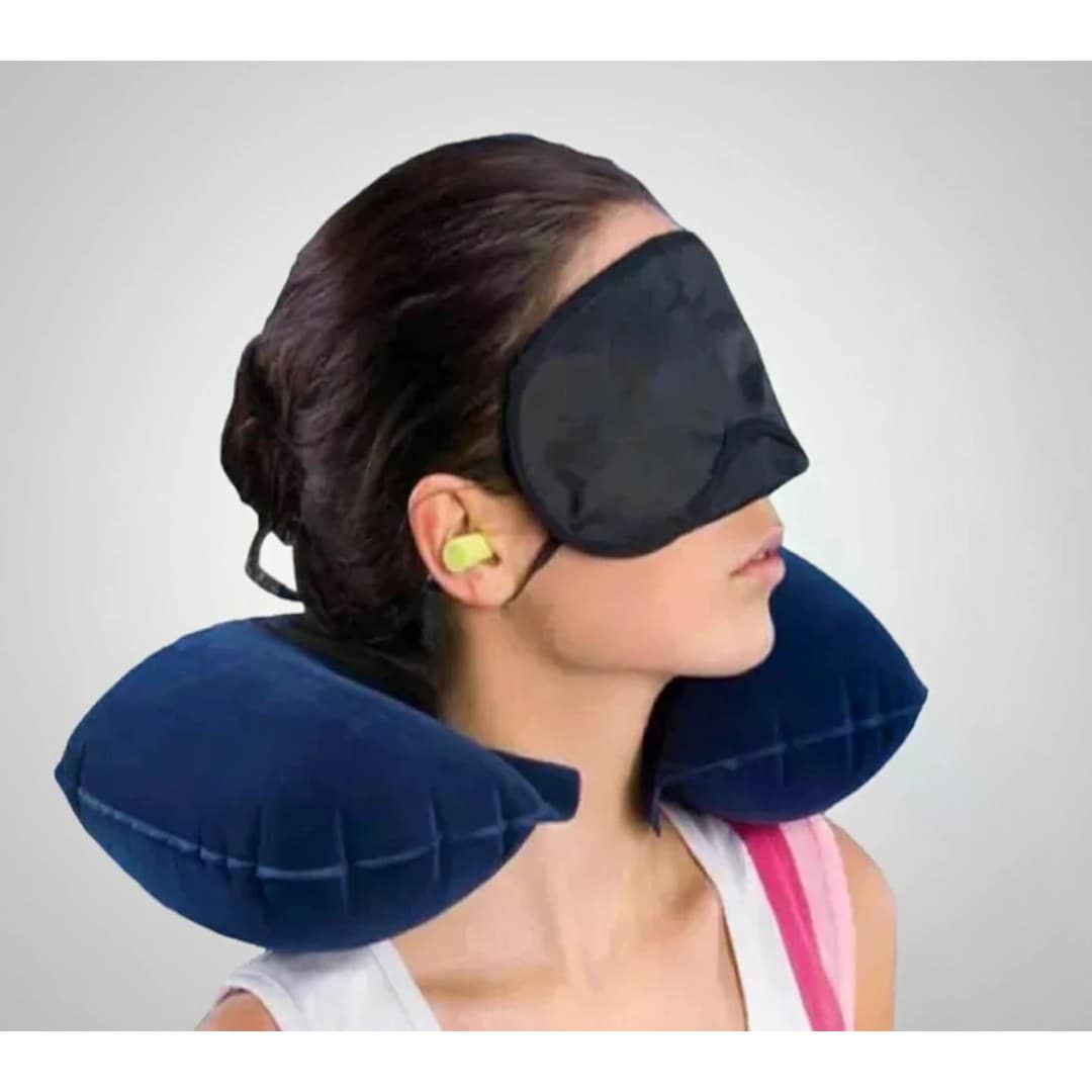 Functional Inflatable U-Shaped Travel & Car Neck Pillow- 1 Pcs