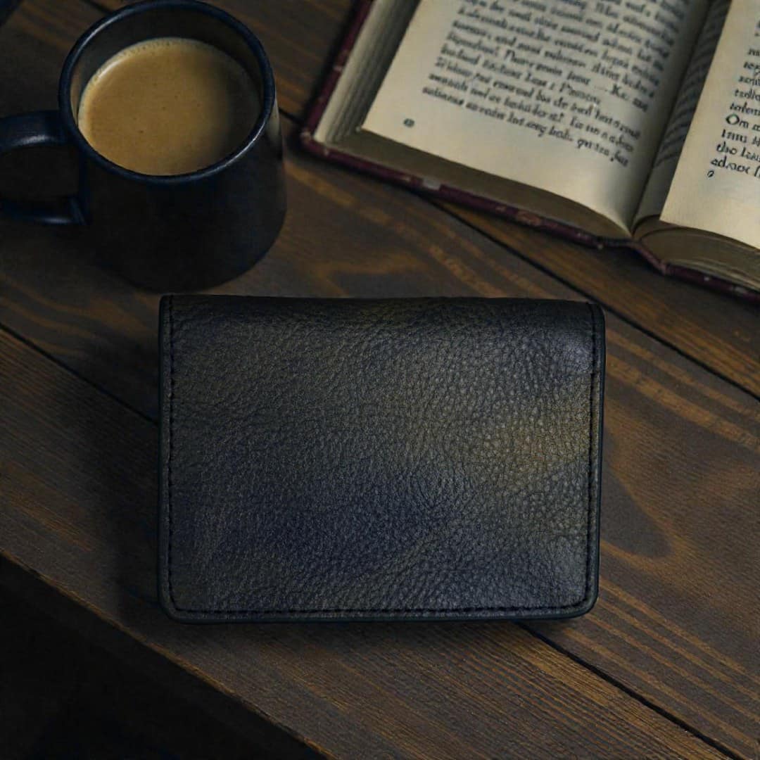Zays Premium Leather Magnetic Card Holder - Slim and Eco-Friendly Mini Wallet for Unisex - Handmade Secure Compact and Stylish Design (ZCW118-Navy Blue Mix)