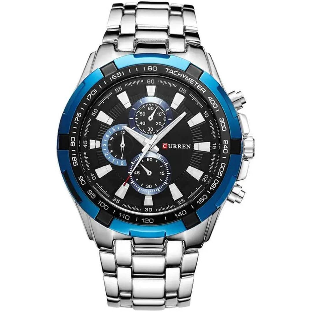 CURREN 8023 Analog Watch for Men – Silver Blue & Black
