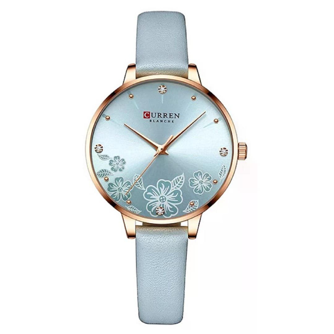 Curren 9068 Luxury Leather Strap Ladies Watch - Blue