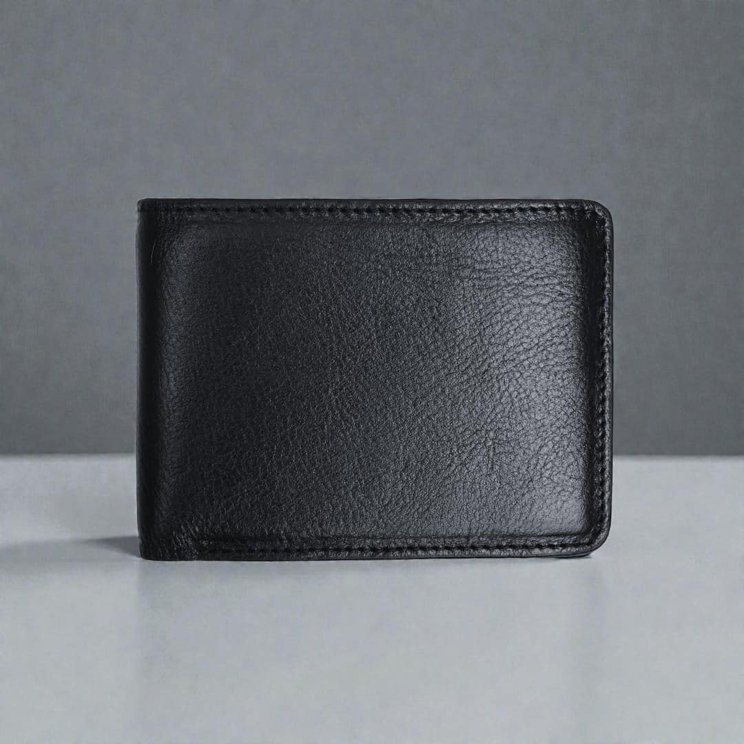 Zays Handcrafted Premium Eco-Friendly Leather Bifold Wallet - Slim Durable and Stylish Short Wallet for Unisex ZSW106-Black