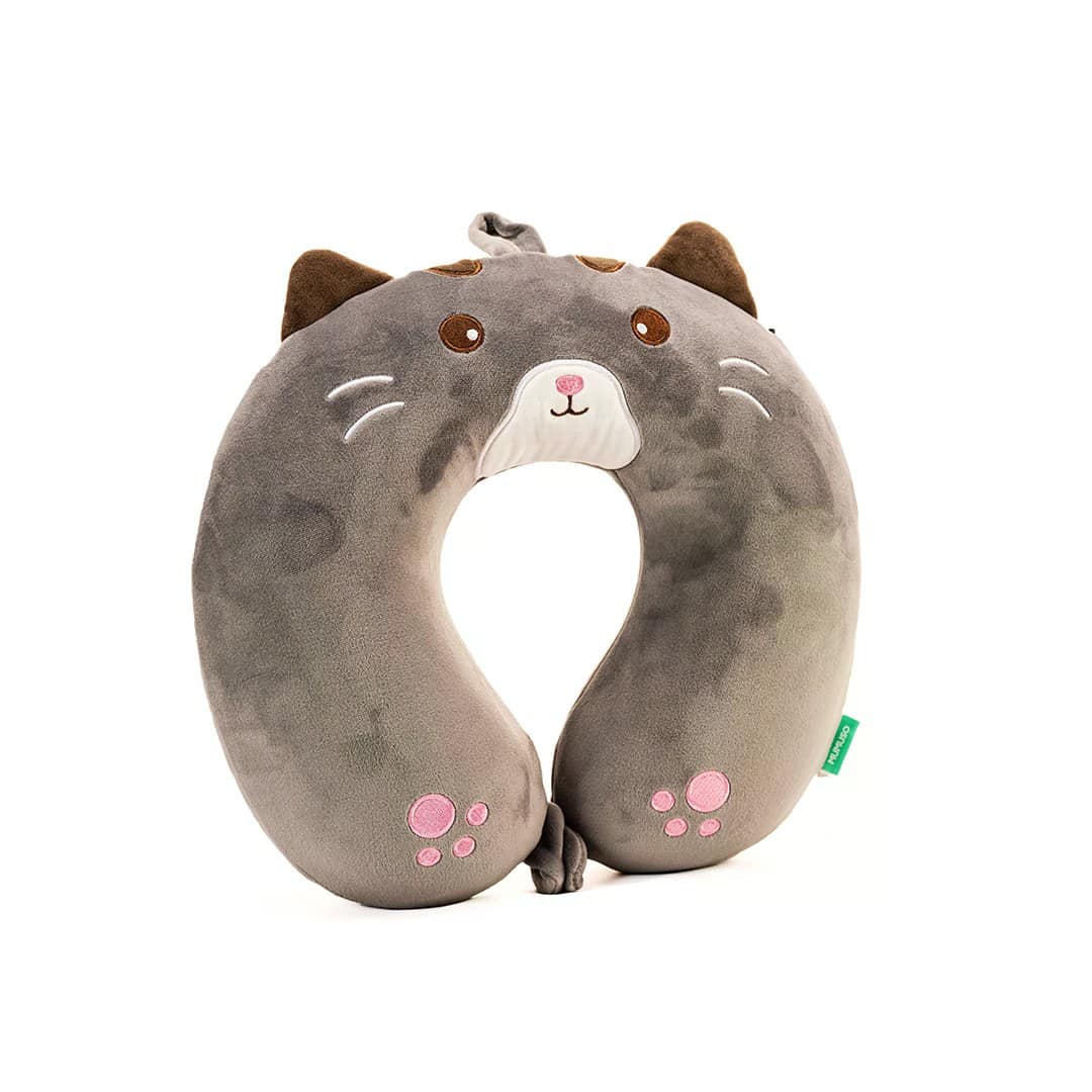 MUMUSO Memory Foam U-Shaped Neck Pillow (Grey Cat)