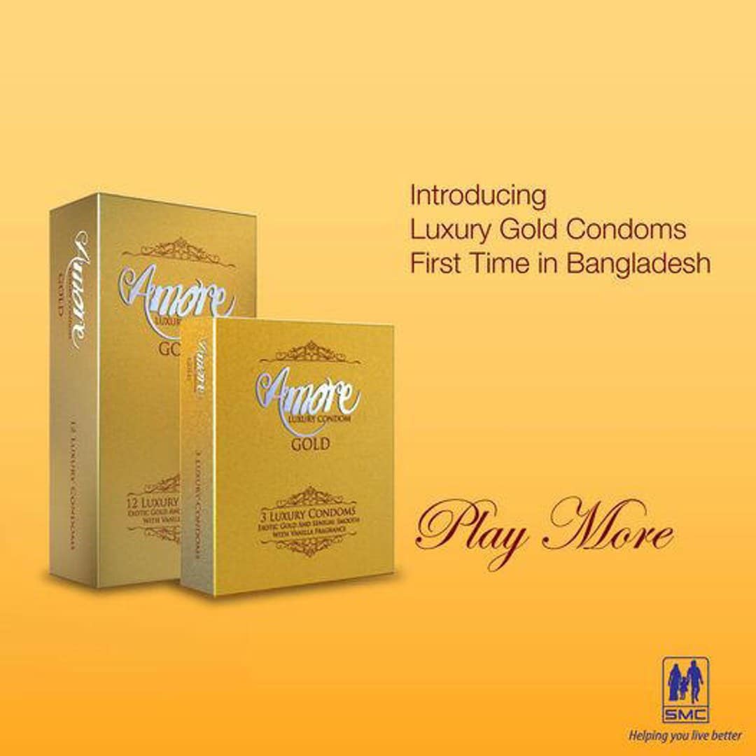 Amore Luxury Gold Condom for Men Full Box 3x6=18pcs