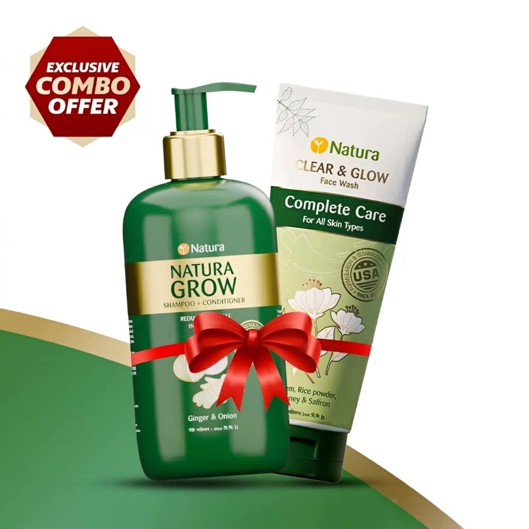 Natura Grow Shampoo 330ml + Natura Complete Care Face Wash 100ml (Combo)
