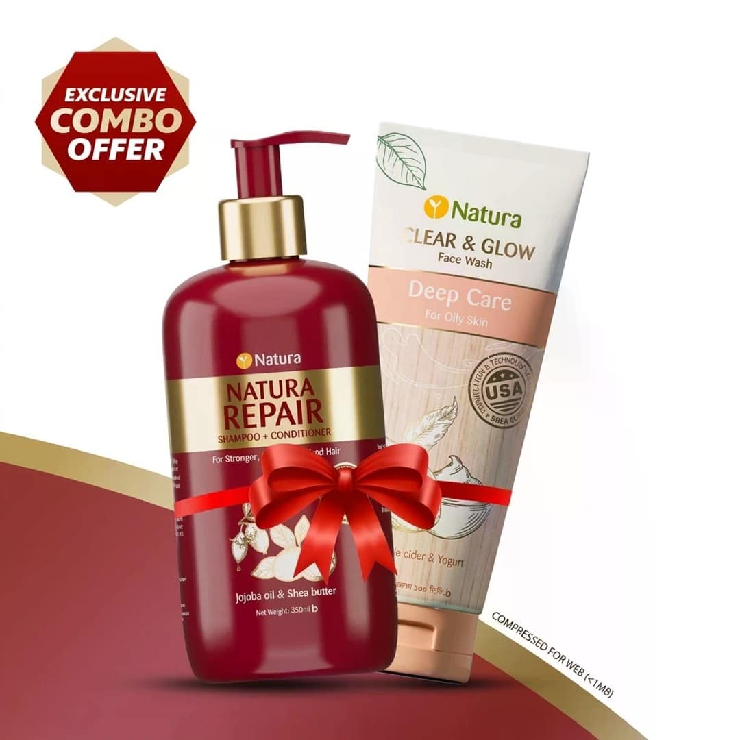 Natura Repair Shampoo 330ml + Natura Deep Care Face Wash 100ml (Combo)