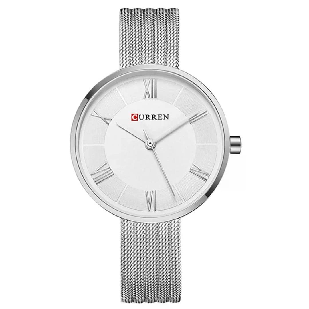 CURREN C9020SL Classic Chain Watch for Women- Silver