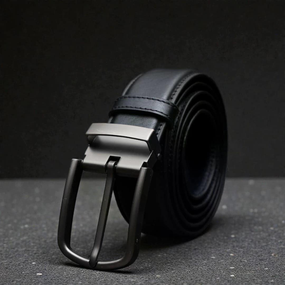 Zays Handcrafted Genuine Leather Belt for Men – Premium Quality, Adjustable, Stylish & Durable (BS103-BC102-Black)