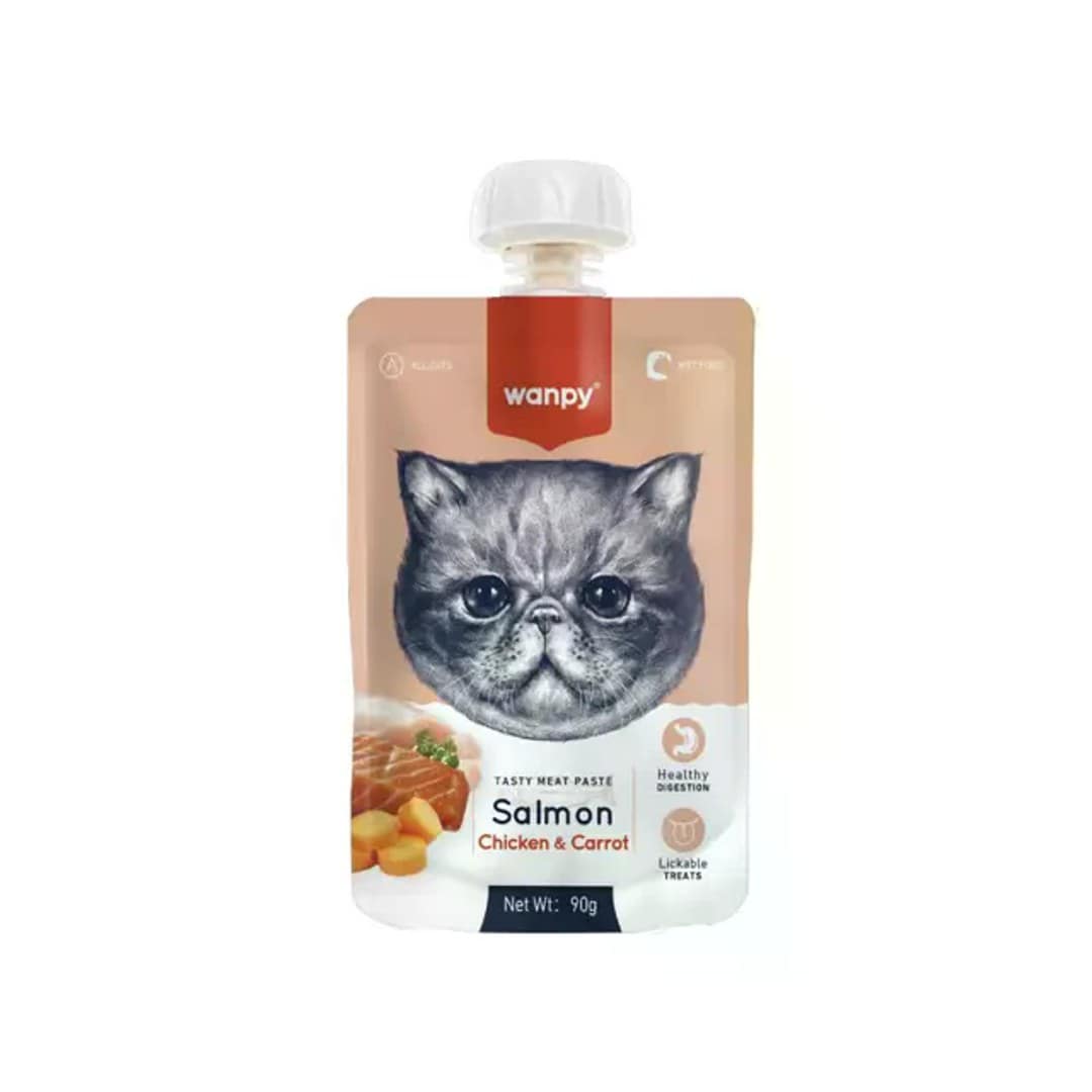 Wanpy Tasty Meat Paste Pouch Salmon Chicken Carrot 90gm