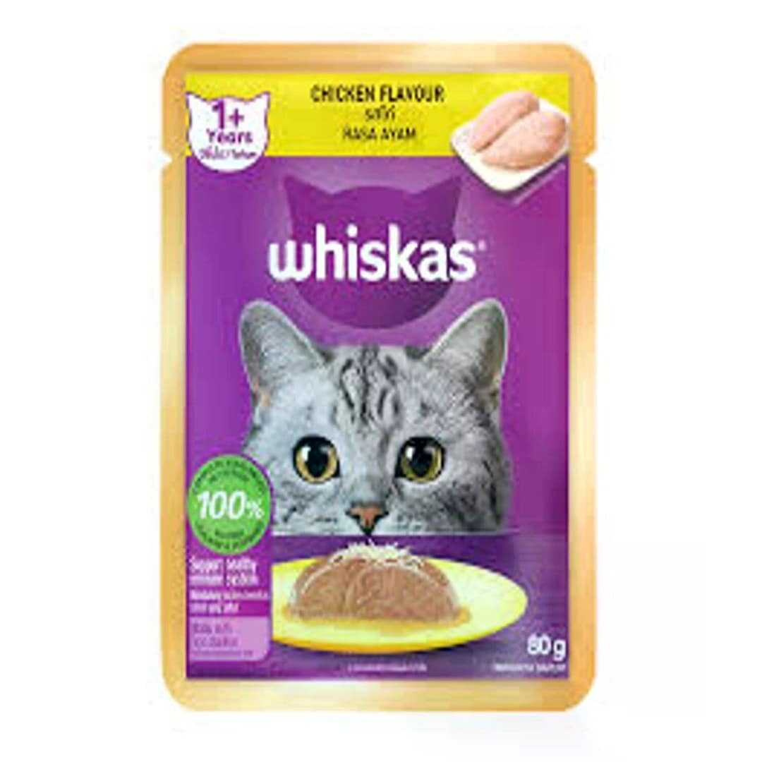 Whiskas Cat Food Pouch Adult Chicken 80gm