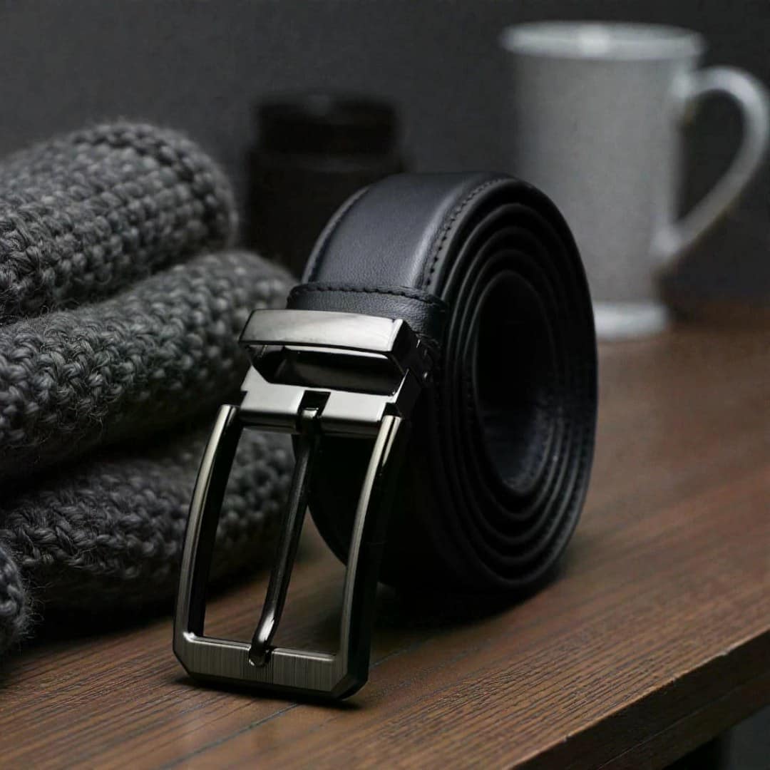 Zays Handcrafted Leather Belt for Men - Full-Grain Cowhide Adjustable Fit Stylish and Long-Lasting Designed for Office Traditional and Casual Use - Sweat-Resistant Anti-Crack Build Ideal for Daily Wear BS103-BC119-Black