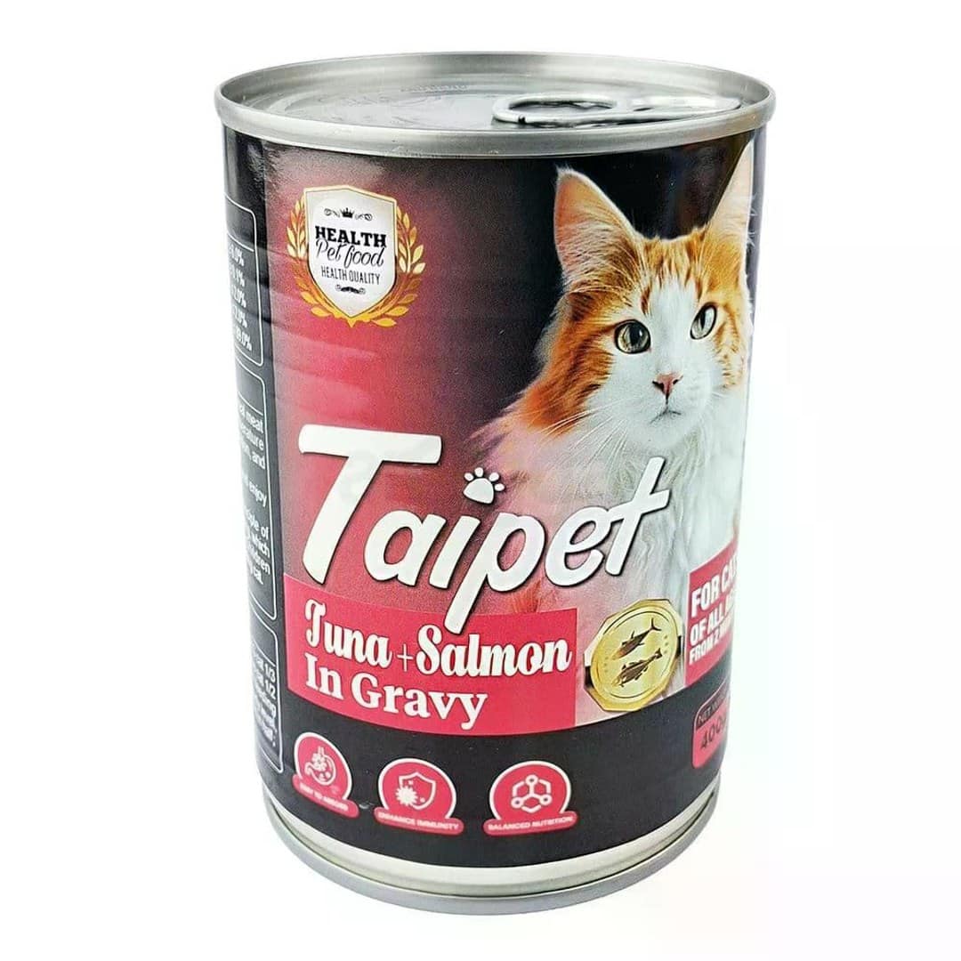 Taipet Cat Food Can Tuna Salmon In Gravy 400gm