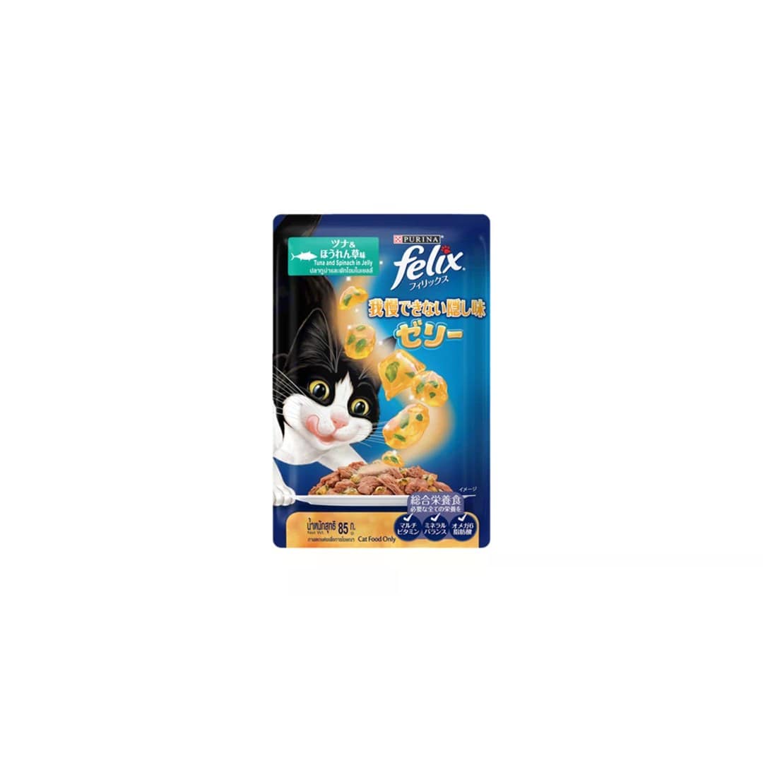 Purina Felix Sensation Adult C/F With Tuna Spinach in Jelly 85g