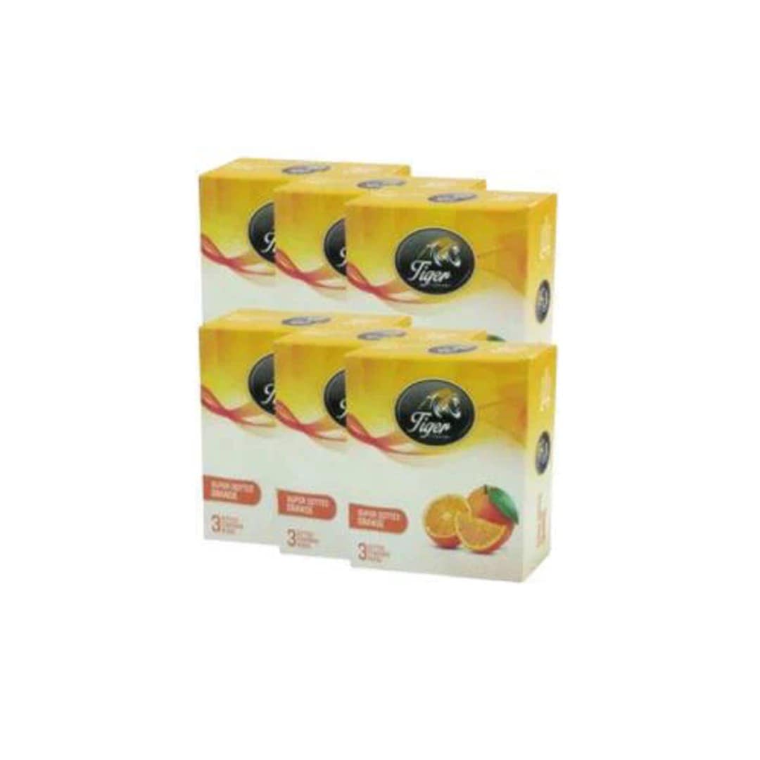Tiger Super Dotted Orange Flavoured Condoms 6 Packets (18 Pcs)