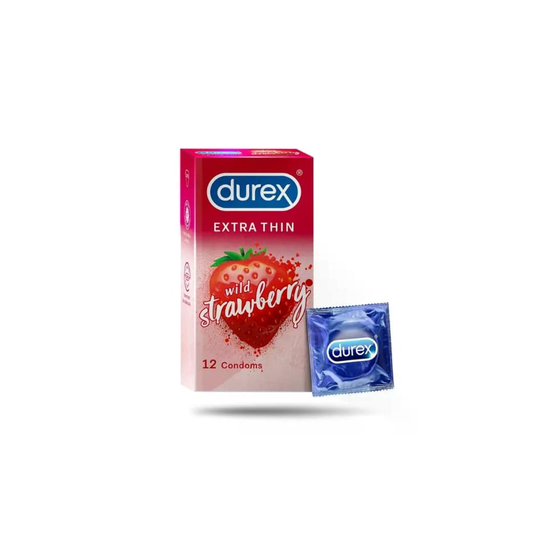 Durex Extra Thin Wild Strawberry Flavor Condom 12pcs Pack | India