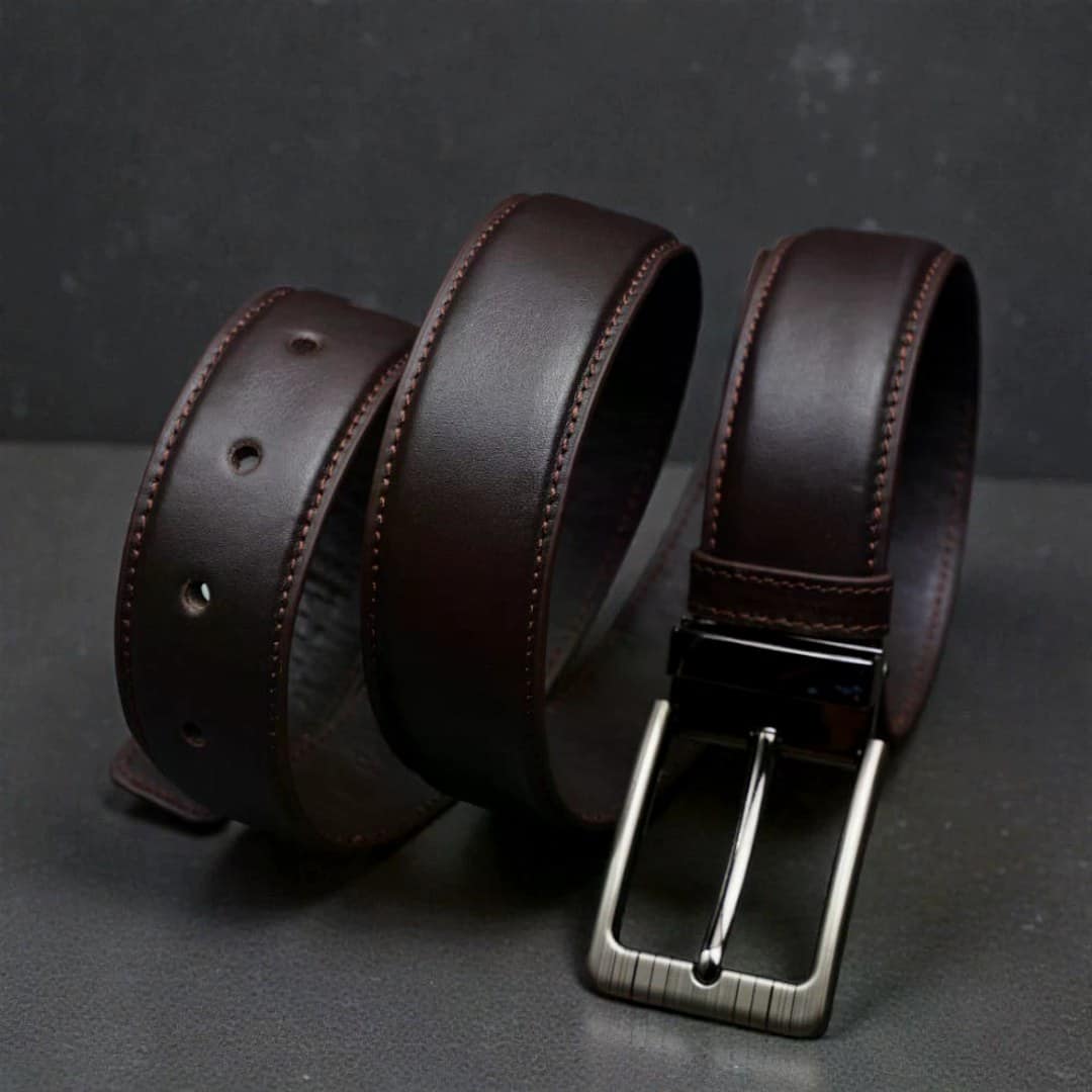 Zays Handcrafted Leather Belt for Men - Full-Grain Cowhide Adjustable Fit Stylish and Long-Lasting Designed for Office Traditional and Casual Use - Sweat-Resistant Anti-Crack Build Ideal for Daily Wear BS104-BC117-Chocolate