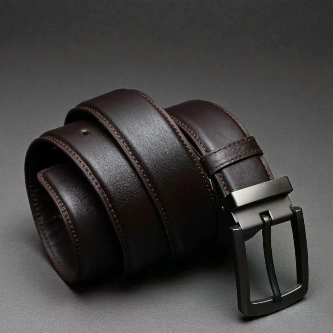 Zays Handcrafted Genuine Leather Belt for Men – Premium Quality, Adjustable, Stylish & Durable (BS104-BC103-Chocolate)