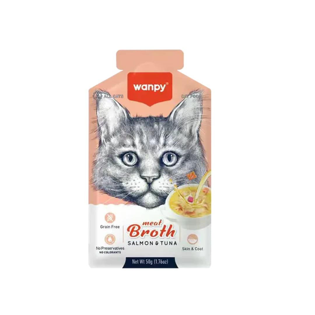 Wanpy Meat Broth Cat Pouch Salmon & Tuna 50gm