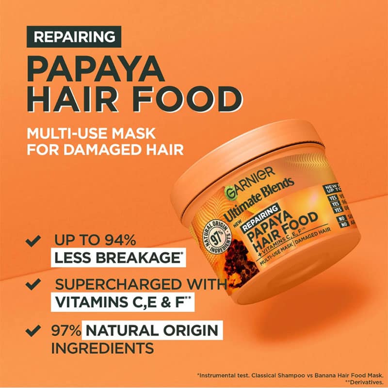 Garnier Ultimate Blends Hair Food Papaya 3-in-1 Damaged Hair Mask Treatment – 390ml
