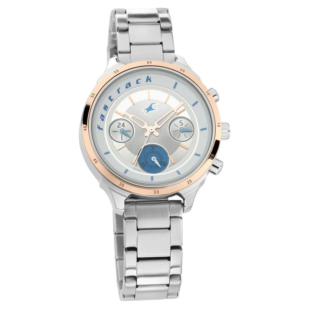 Fastrack 6186KM02 All Nighters Quartz Analog Black Dial Stainless Steel Strap Watch for Girls
