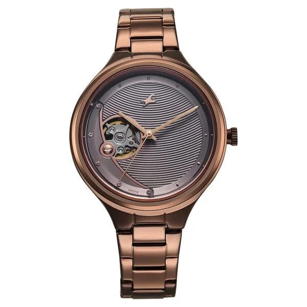 Fastrack 6310QM01 Automatic Brown Dial Metal Strap Watch For Girls