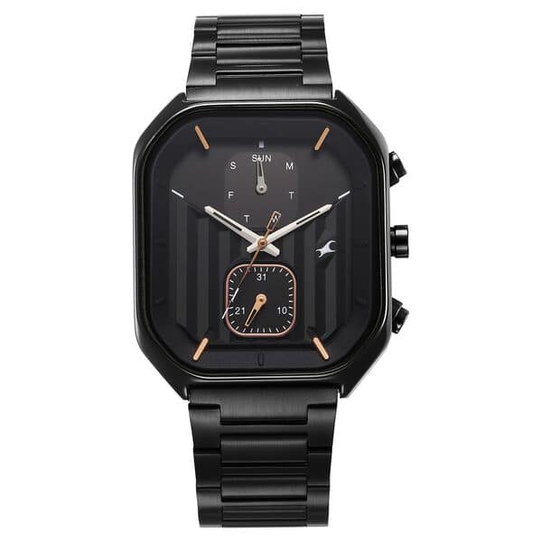 Fastrack 3270NM01 – Fleek Quartz Multifunction Black Dial Stainless Steel Strap Watch For Guys